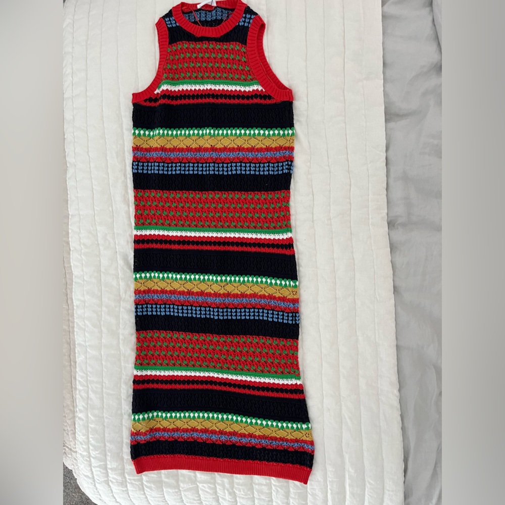 MANGO NWT crochet colorful long dress, Courtney Grow approved